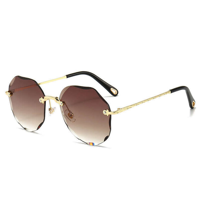 Polygonal Rimless Trimmed Sunglasses for Women lightweight 30g design
