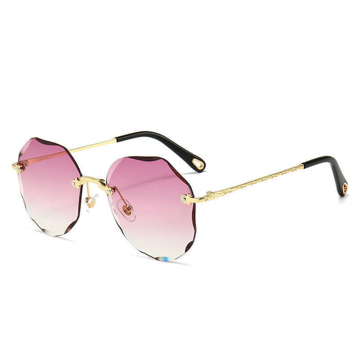 Polygonal Rimless Trimmed Sunglasses for Women rimless polygonal shape