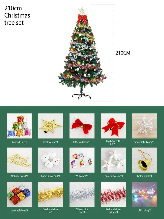 Pre-Lit PVC Christmas Tree with Ornaments 150–210cm PVC artificial tree with ornaments