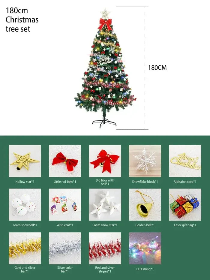 Pre-Lit PVC Christmas Tree with Ornaments 150–210cm large Christmas tree for living room