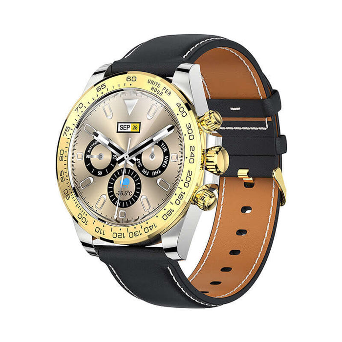 Premium stainless steel smartwatch- waterproof sports design black strap