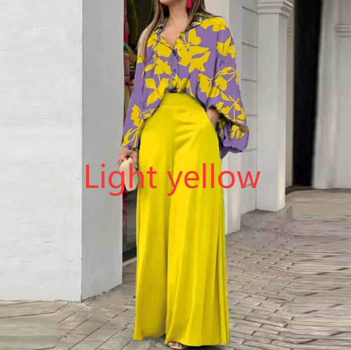 Printing Temperament Commute Set Women unique design blue comfortable luxury wear.