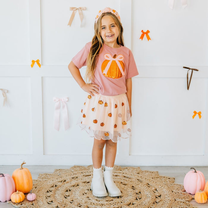 Pumpkin Sequin Scallop Tutu Skirt