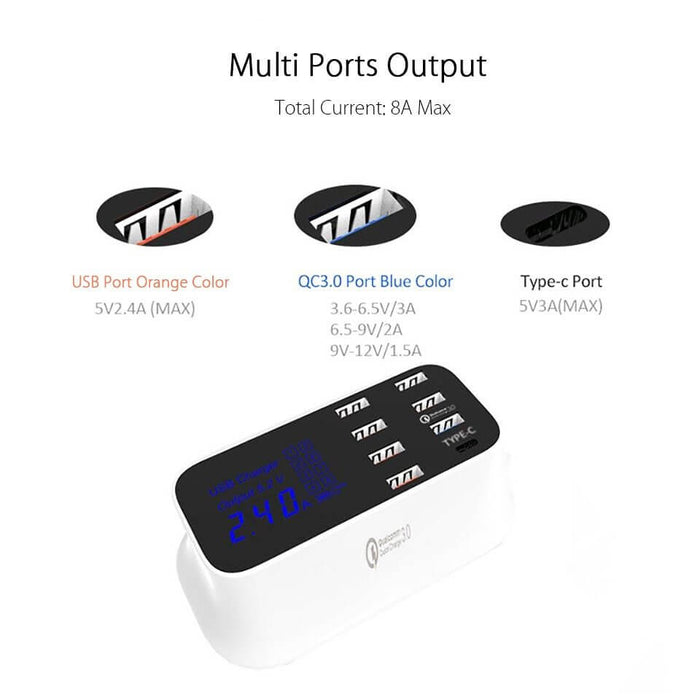 Quick Charge 3.0 Smart USB Charging Station accessory, fast usb charger hub, smart charging dock, quick charge 3.0 multi-port station, universal usb charging hub, desktop fast charger, smart gadget accessory, efficient charging solution