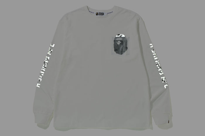 REFLECTIVE SOLID CAMO APE HEAD RELAXED FIT POCKET L/S TEE