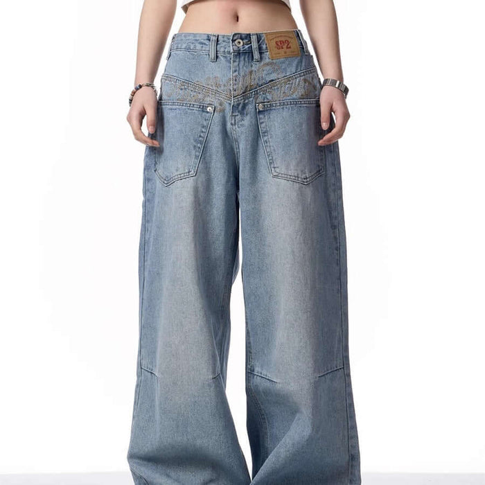 Retro Reverse-wear Washed Denim Jeans for Men - Slim Fit, showcasing a stylish slim fit design with a light blue wash.