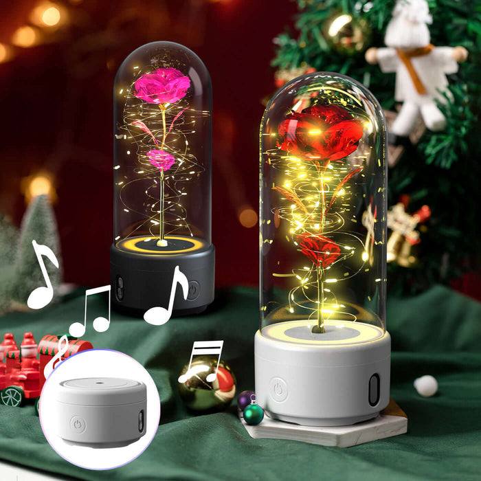 Romantic Rose LED Flower Lamp Bluetooth Speaker front view