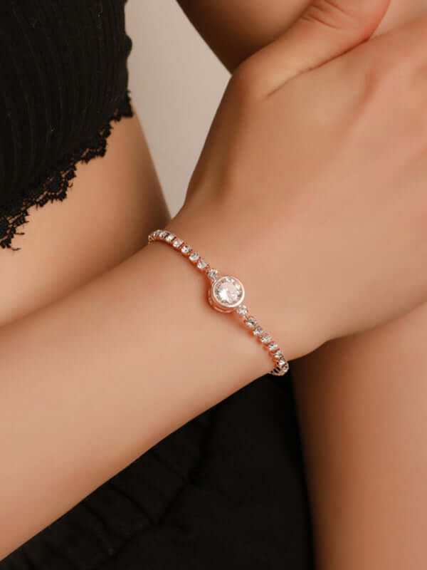 Rose Gold Heart Zircon Bracelet Simple Diamond Women Jewelry zircon shine