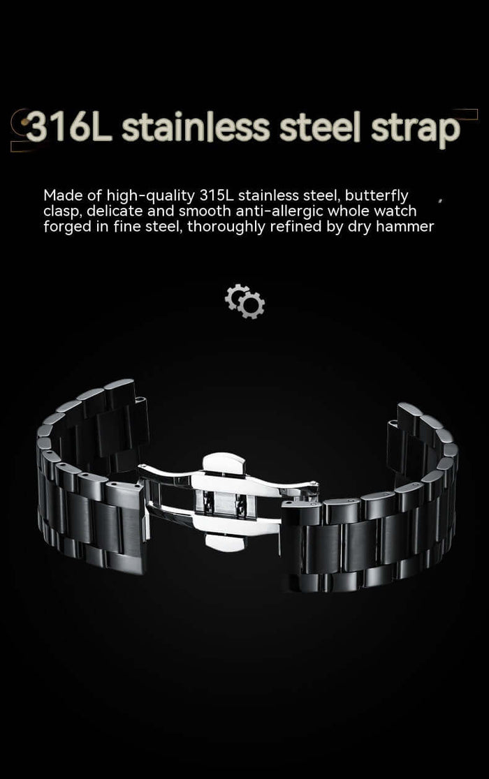Rotating Wheel Watch Hollow Three Dimensional Quartz yellow steel belt.