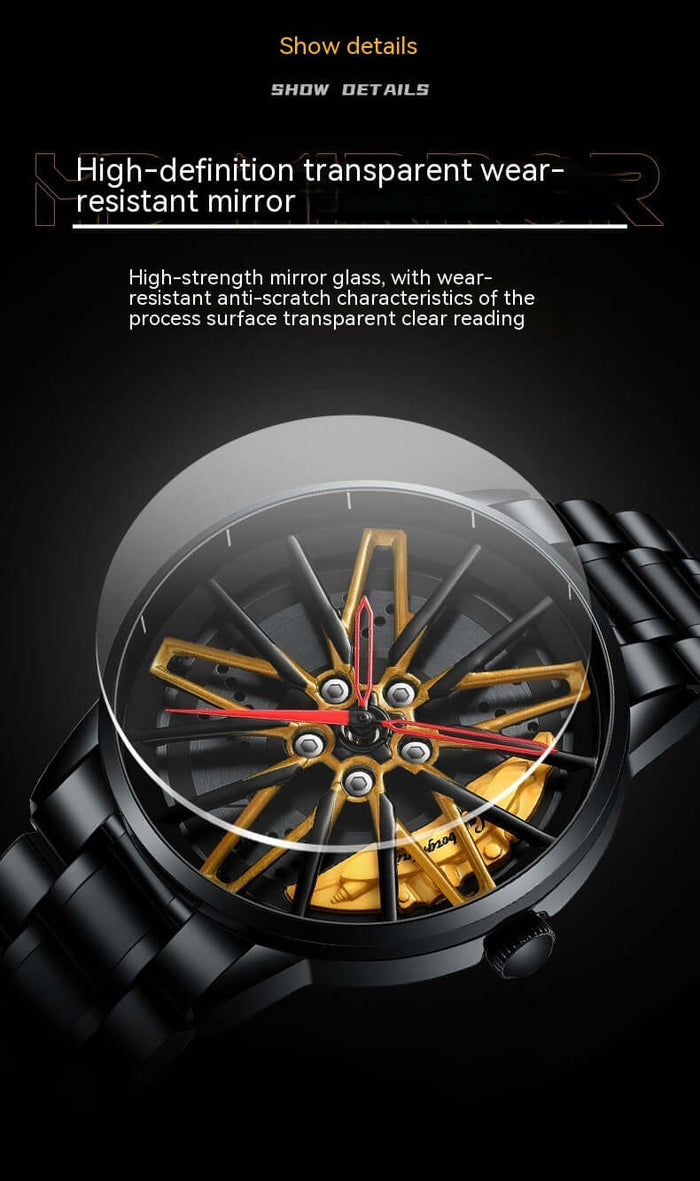 Rotating Wheel Watch Hollow Three Dimensional Quartz 44mm dial.
