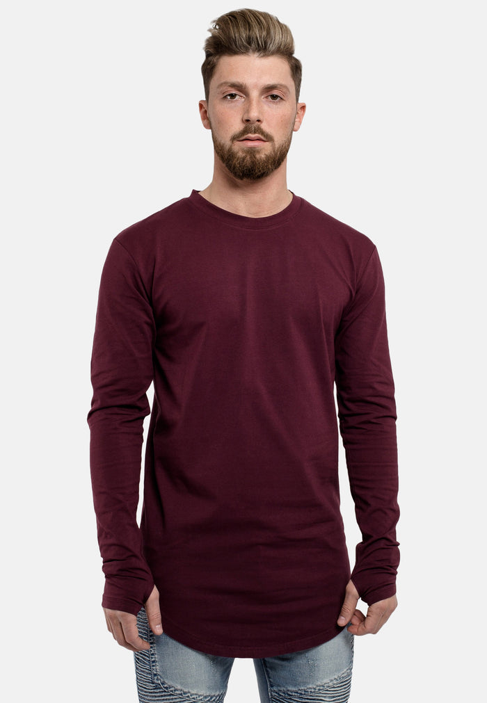 Oversized-Round-Longsleeve-Shirt-Burgundy-Front-2