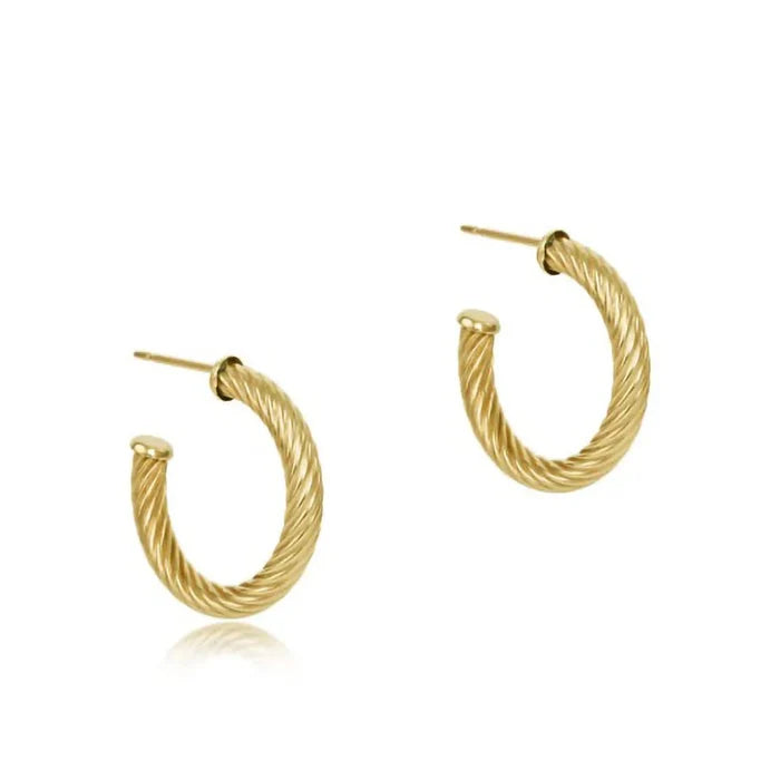 Round Textured Twist Post Hoop - Gold - Molly + Kate