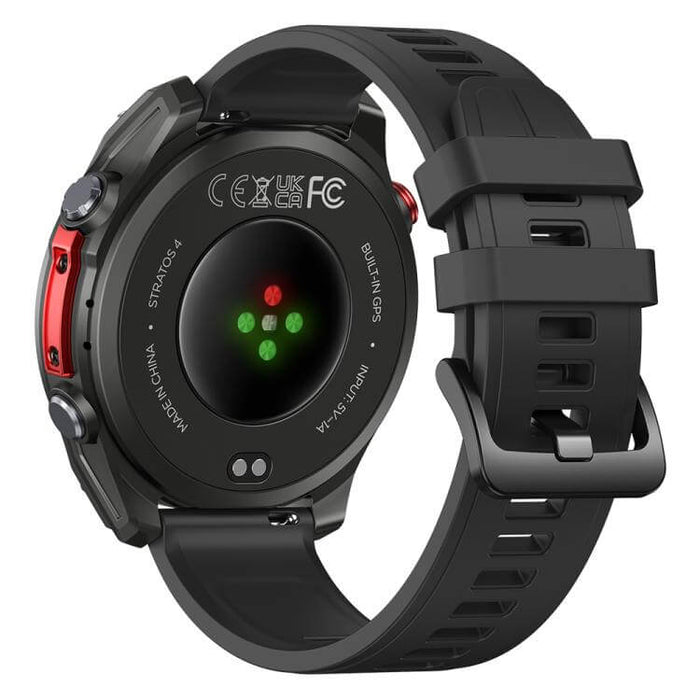 Rugged Outdoor GPS Smart Watch 1.43 inch Screen showing rear view with heart rate monitor and GPS technology.