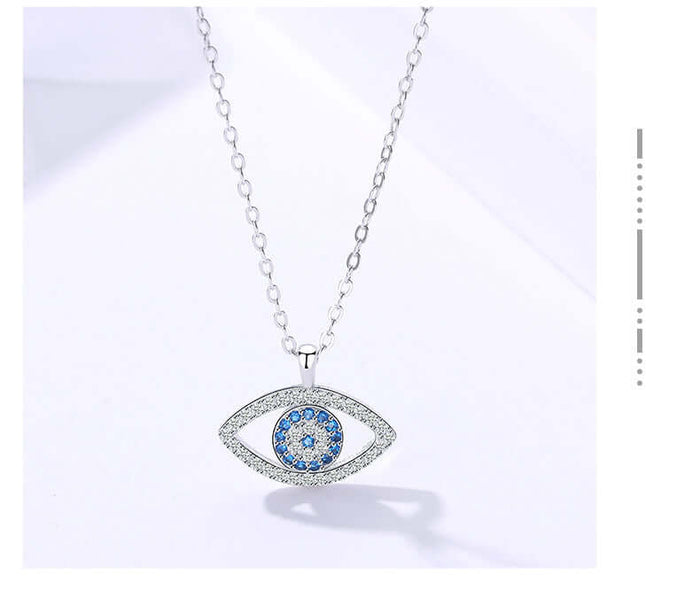 S925 Sterling Silver Demon Eye Necklace Pendant full display