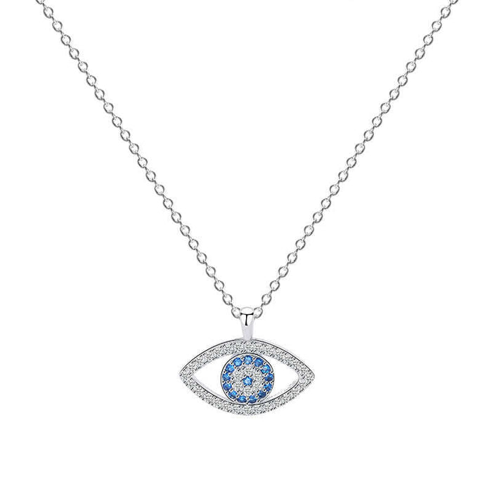 S925 Sterling Silver Demon Eye Necklace Pendant platinum color