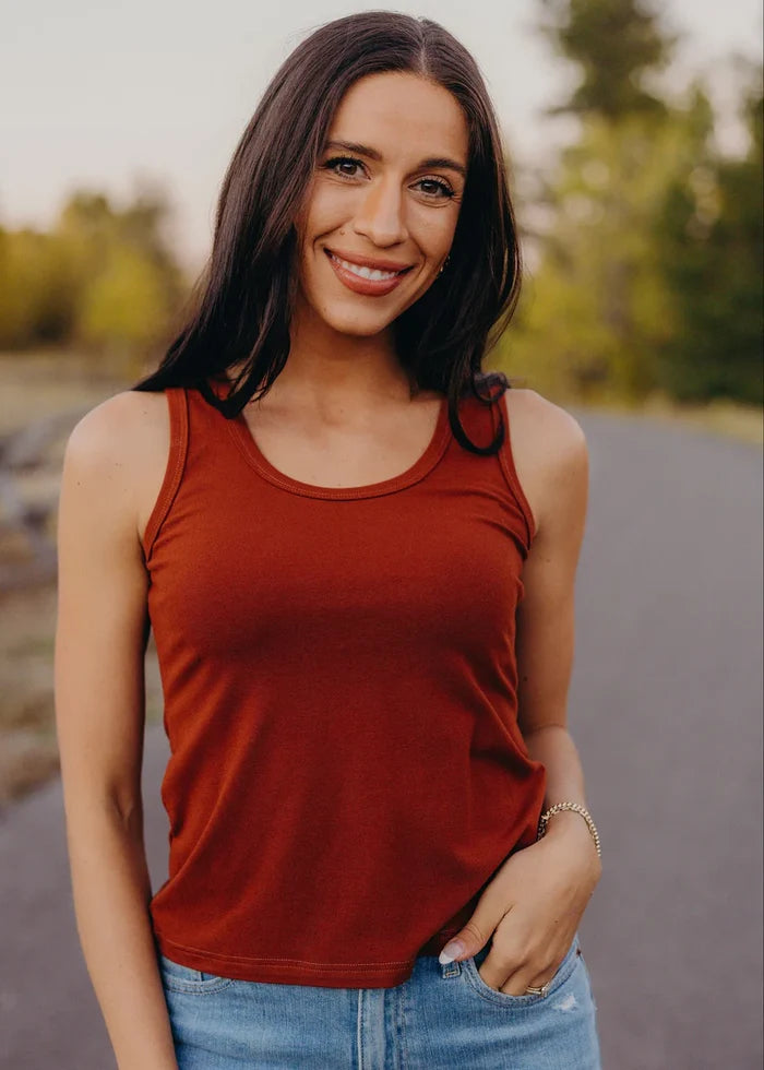 Scoop Neck Tank Top in Autumn Spice Tank Top Mikarose- Tilden Co.