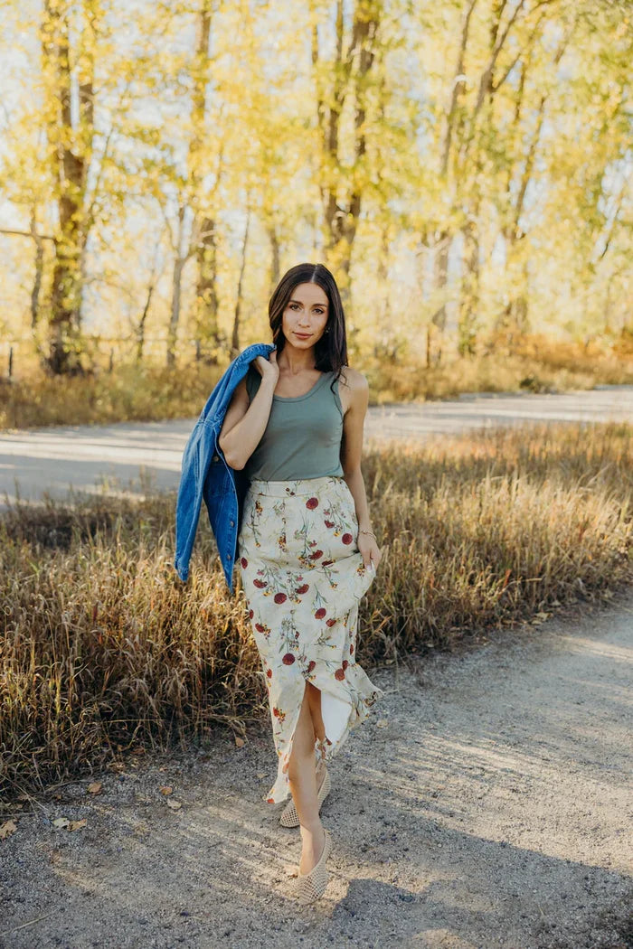 Scoop Neck Tank Top in Sea Foam Tank Top Mikarose- Tilden Co.
