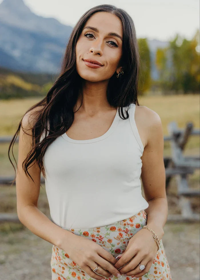 Scoop Neck Tank Top in Vanilla Bean Tank Top Mikarose- Tilden Co.