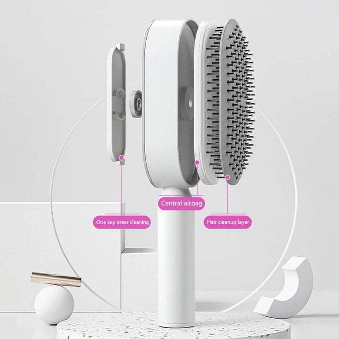 Self Cleaning Hair Brush One-key Airbag Massage Comb detangling wet hair.