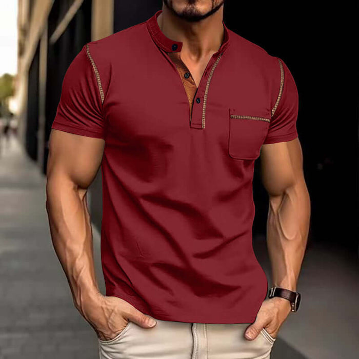 Short Sleeve Polo Shirt Henry T-shirts in stylish red color, perfect for casual wear and showcasing muscle fit.