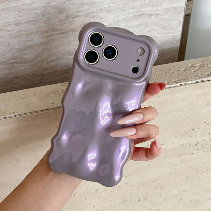 Simple Bubble Wave Pearl Drop-Proof Phone Case Cover in hand showcasing its unique design and color.