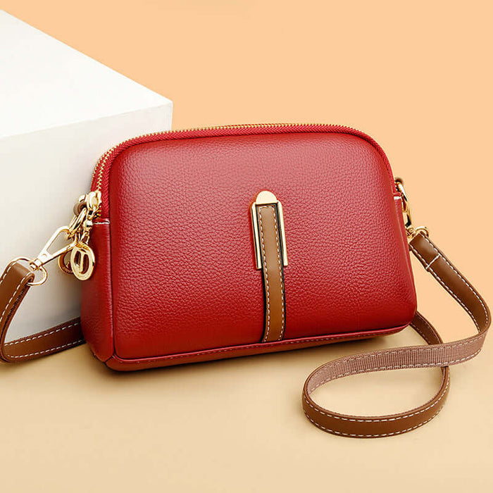 Simple Shoulder Texture Western Style Messenger Bag black color option