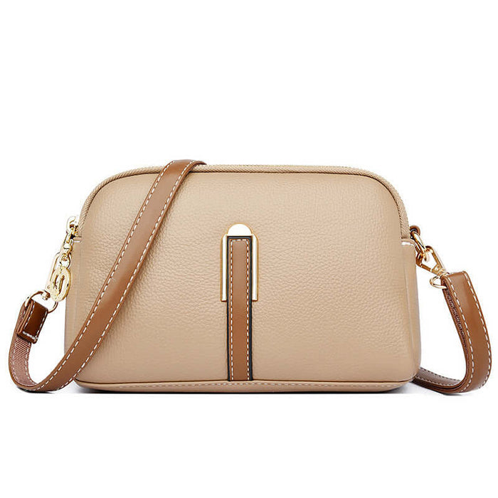 Simple Shoulder Texture Western Style Messenger Bag oval suitcase shape