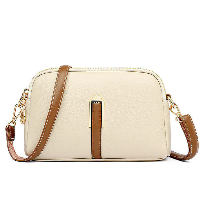 Simple Shoulder Texture Western Style Messenger Bag apricot stylish version