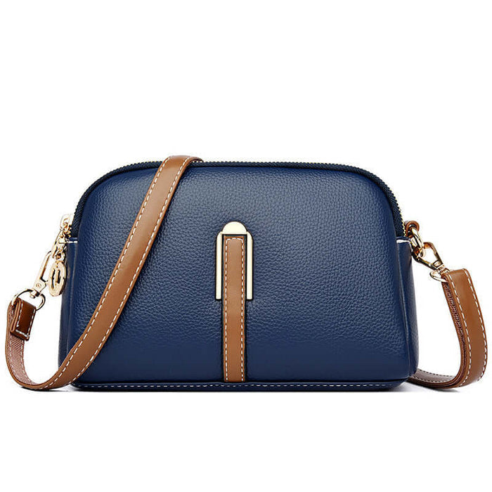 Simple Shoulder Texture Western Style Messenger Bag gray leather texture