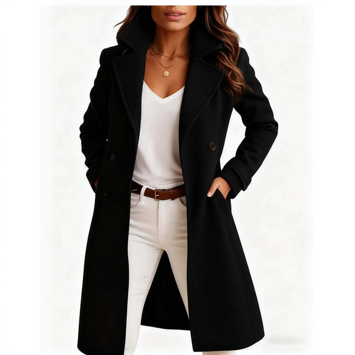 Single Breasted Mid Length Coat thick woolen fabric.