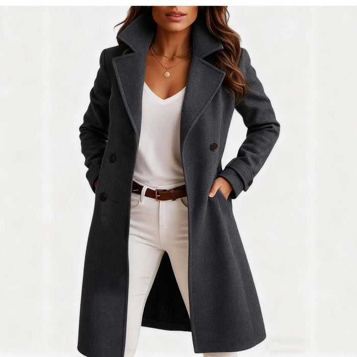 Single Breasted Mid Length Coat pink elegant jacket.