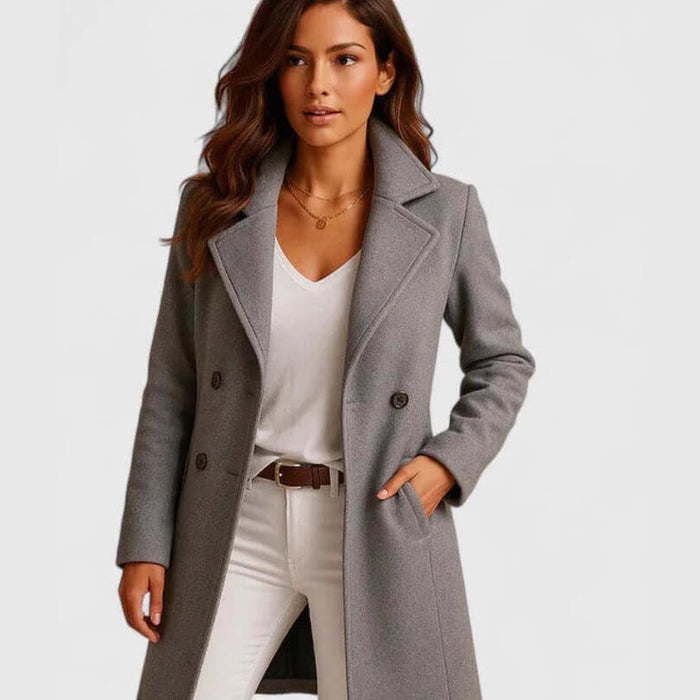 Single Breasted Mid Length Coat black street fashion.