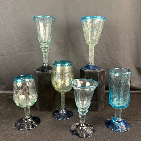 Six Mexican Hand Blown Glasses
