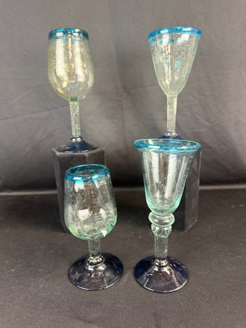 Six Mexican Hand Blown Glasses