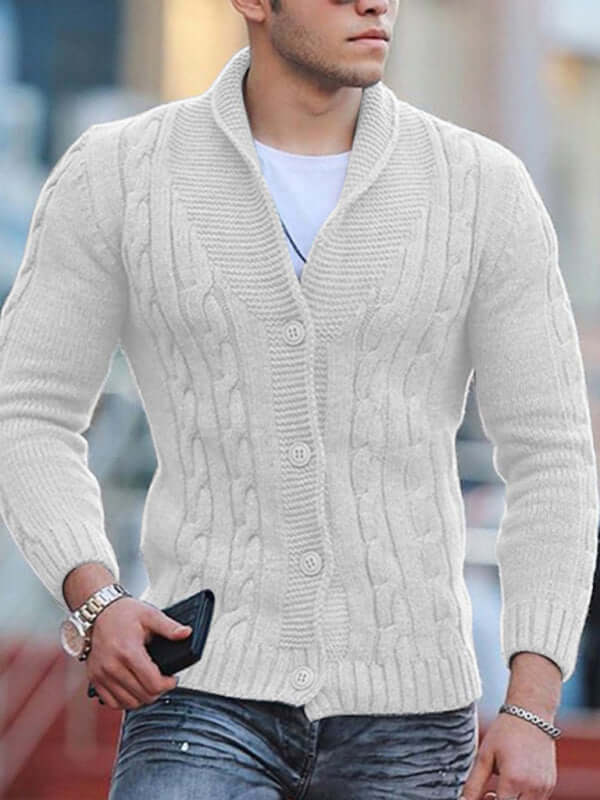 slim fit mens knitted cardigan coat solid color casual style front