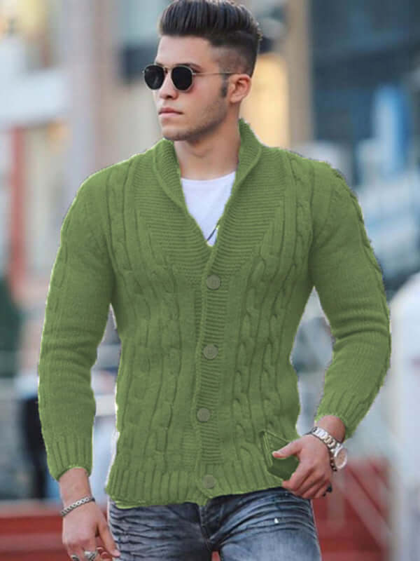 slim fit mens knitted cardigan coat solid color casual style outfit