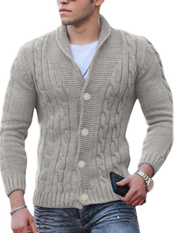 slim fit mens knitted cardigan coat solid color casual style details