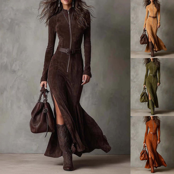 ​Slim Zipper Dress retro cowboy style.