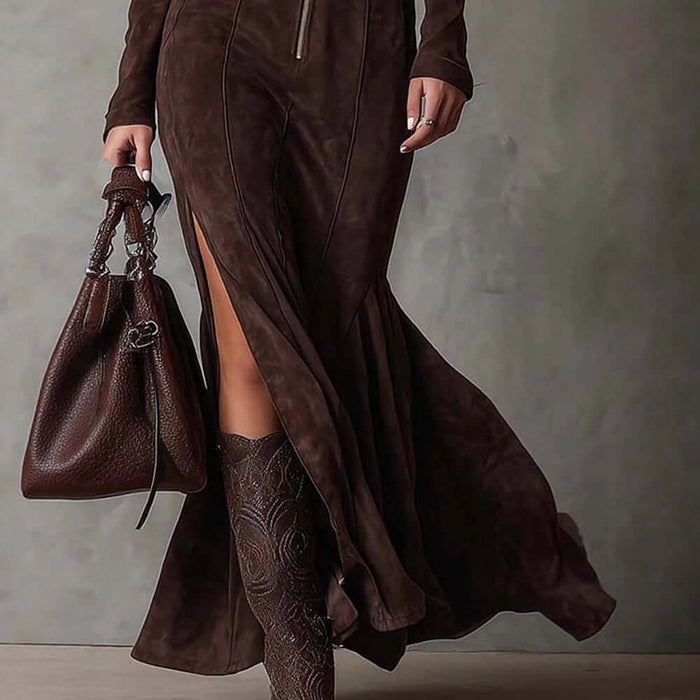 Slim Zipper Dress elegant fishtail skirt.