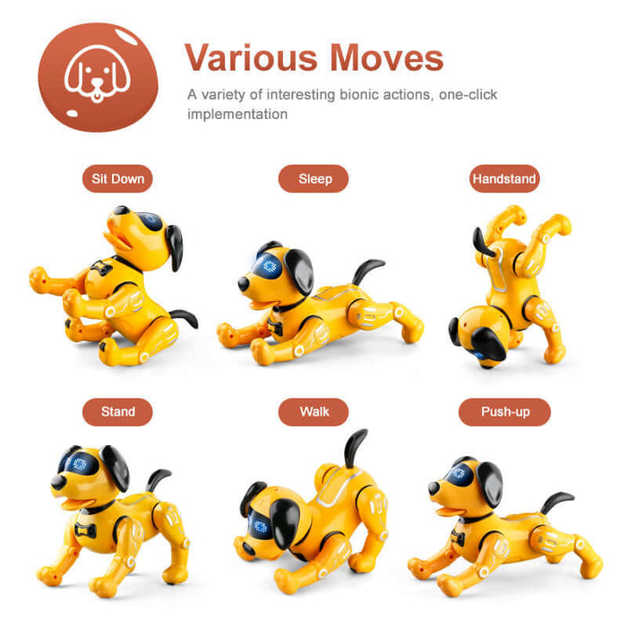 Smart Remote Control Robot Dog yellow interactive toy.