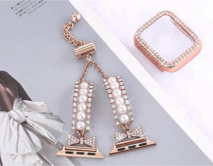 Smart Watch Pearl Bracelet Band – Elegant Replacement Strap for Women, smartwatch bracelet band, pearl watch strap, elegant smartwatch band, women smartwatch accessories, replacement watch strap, luxury pearl bracelet band, fashion smartwatch band