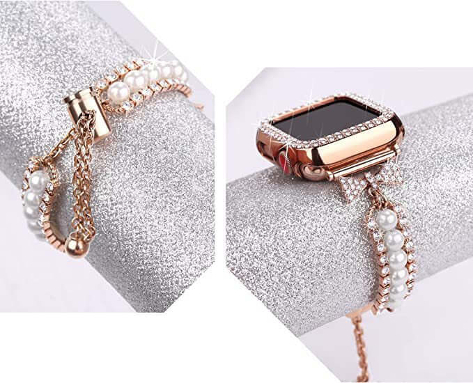 Smart Watch Pearl Bracelet Band – Elegant Replacement Strap for Women, smartwatch bracelet band, pearl watch strap, elegant smartwatch band, women smartwatch accessories, replacement watch strap, luxury pearl bracelet band, fashion smartwatch band
