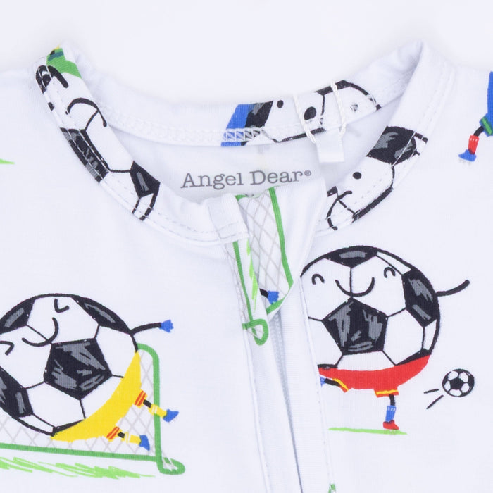 Soccer Balls Playing Soccer  Blue - 2 Way Zipper Footie