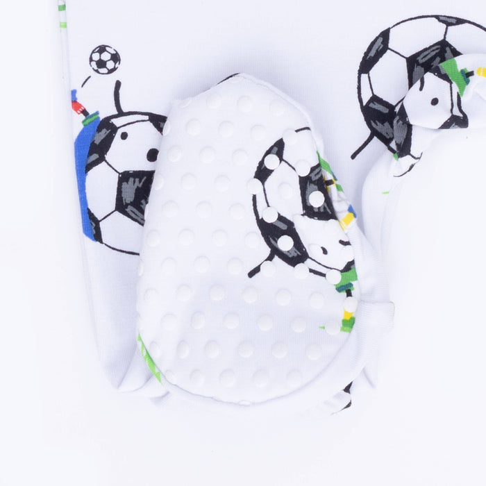 Soccer Balls Playing Soccer  Blue - 2 Way Zipper Footie
