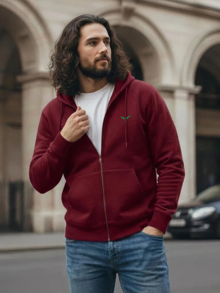 Solid Full Sleeve Zipper Hoodie Leon Clothing