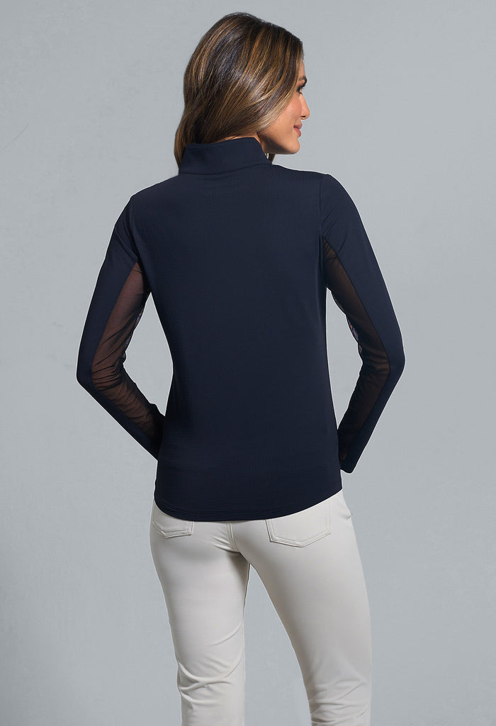 Solid Long Sleeve Mock Neck Top - 80000