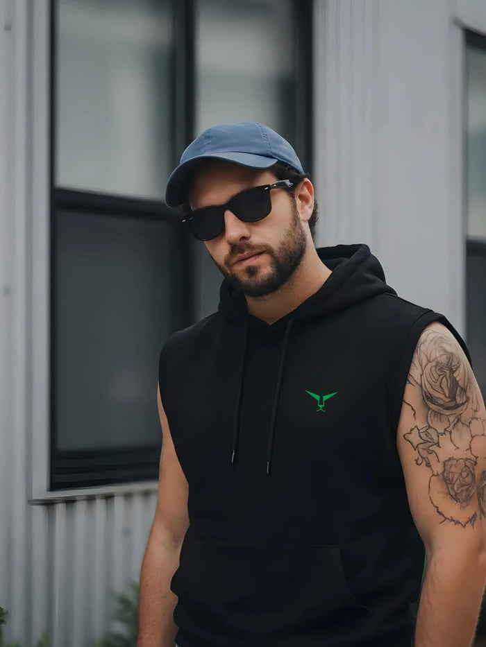 Solid Sleeveless Pullover Hoodie Leon Clothing