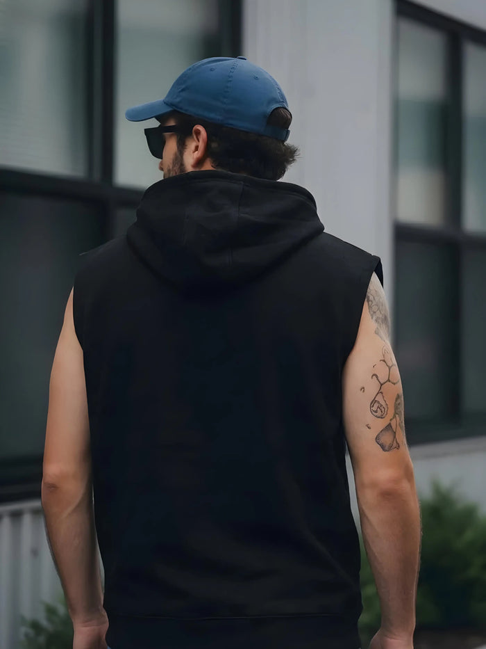 Solid Sleeveless Pullover Hoodie Leon Clothing