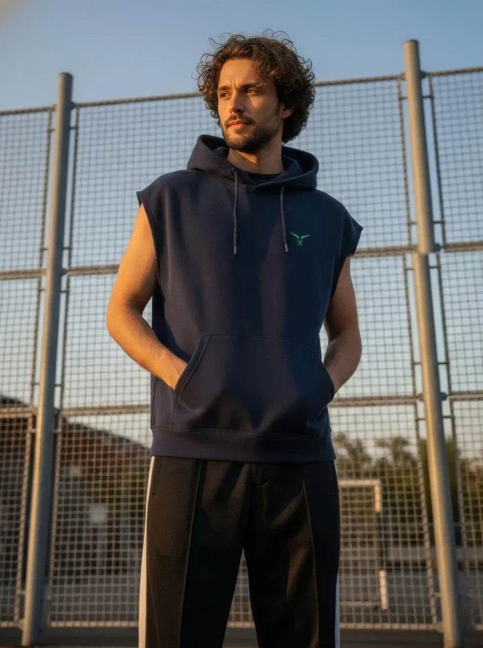Solid Sleeveless Pullover Hoodie Leon Clothing