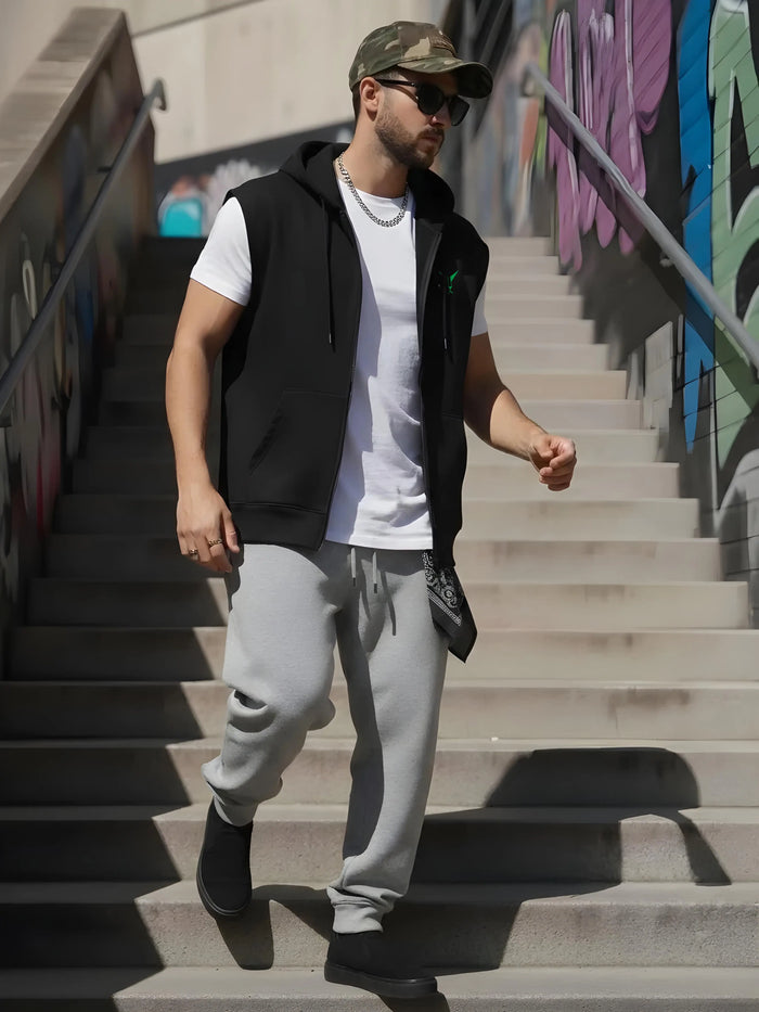 Solid Sleeveless Zipper Hoodie Leon Clothing